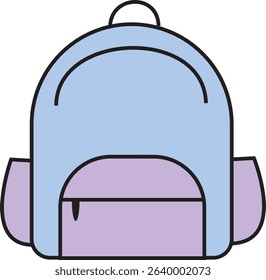 Colorful School Backpack Vector Illustration – Cute Blue and Purple Bag for Kids, Education, Travel, and Student Supplies Design