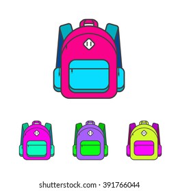 Colorful school bag vector icon. 