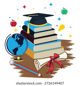 Conjunto de Vector colorido de libros escolares para diseño de Educación