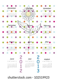 Colorful school calendar on new year school from 2012 to 2013 year
