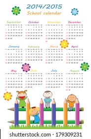 Colorful school calendar on new year school from 2014 to 2015 year