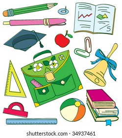 Colorful school doodle. Vector illustration