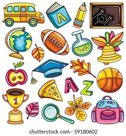 Colorful school icons