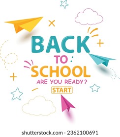 Colorful school notebook background, with paper plane 