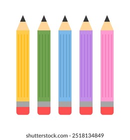 Diseño colorido del sistema del Vector del lápiz de la escuela aislado en el fondo blanco.