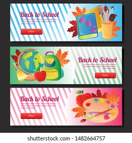 colorful school sale banner web set school stock vector illustration
