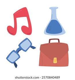 Colorful school supply texture tonal style icons