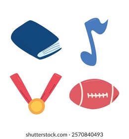 Colorful school supply texture tonal style icons