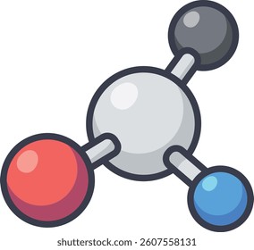 Colorful science icon of a simple molecular structure. Perfect for education, chemistry, and science-related projects