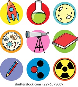 Colorful Science Icons Vector Set illustration