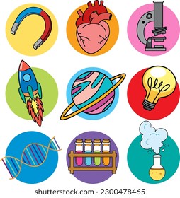 Colorful Science Icons Vector Set illustration