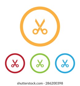 Colorful Scissors Icons With Rings