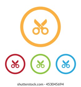 Colorful Scissors Icons With Rings
