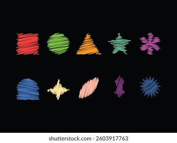 Colorful Scratch Style Shape Set