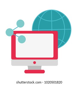 colorful screen computer with share and global connection