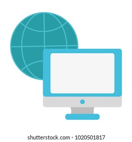 colorful screen computer technology with global connection