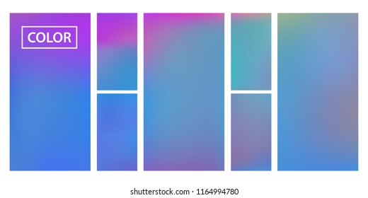 Colorful screen gradient set with modern abstract backgrounds. Beautiful fluid cover for poster, banner, flyer and presentation. Template with screen gradient set for screens and mobile app.Soft color