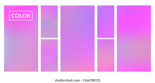 Colorful screen gradient set with modern abstract backgrounds. Beautiful fluid cover for poster, banner, flyer and presentation. Template with screen gradient set for screens and mobile app.Soft color