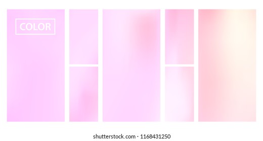 Colorful screen gradient set with modern abstract backgrounds. Beautiful fluid cover for poster, banner, flyer and presentation. Template with screen gradient set for screens and mobile app.Soft color