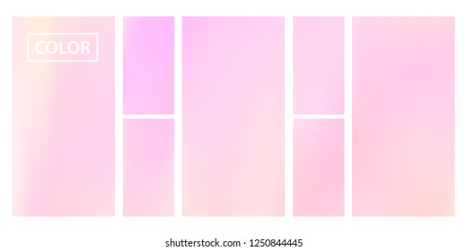 Colorful screen gradient set with modern abstract backgrounds. Beautiful fluid cover for poster, banner, flyer and presentation. Template with screen gradient set for screens and mobile app.Soft color