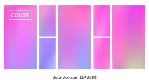 Colorful screen gradient set with modern abstract backgrounds. Beautiful fluid cover for poster, banner, flyer and presentation. Template with screen gradient set for screens and mobile app.Soft color