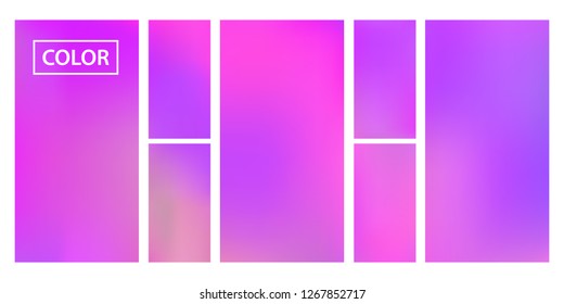 Colorful screen gradient set with modern abstract backgrounds. Beautiful fluid cover for poster, banner, flyer and presentation. Template with screen gradient set for screens and mobile app.Soft color