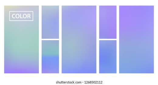 Colorful screen gradient set with modern abstract backgrounds. Beautiful fluid cover for poster, banner, flyer and presentation. Template with screen gradient set for screens and mobile app.Soft color