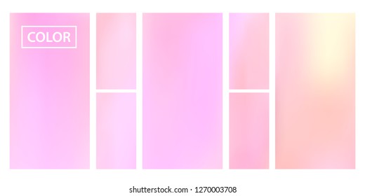 Colorful screen gradient set with modern abstract backgrounds. Beautiful fluid cover for poster, banner, flyer and presentation. Template with screen gradient set for screens and mobile app.Soft color
