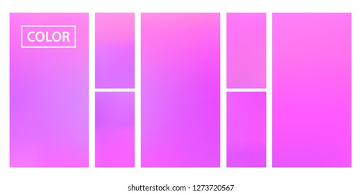 Colorful screen gradient set with modern abstract backgrounds. Beautiful fluid cover for poster, banner, flyer and presentation. Template with screen gradient set for screens and mobile app.Soft color
