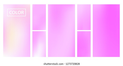 Colorful screen gradient set with modern abstract backgrounds. Beautiful fluid cover for poster, banner, flyer and presentation. Template with screen gradient set for screens and mobile app.Soft color