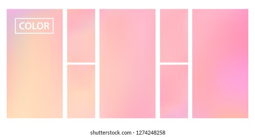 Colorful screen gradient set with modern abstract backgrounds. Beautiful fluid cover for poster, banner, flyer and presentation. Template with screen gradient set for screens and mobile app.Soft color