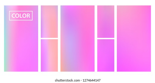 Colorful screen gradient set with modern abstract backgrounds. Beautiful fluid cover for poster, banner, flyer and presentation. Template with screen gradient set for screens and mobile app.Soft color
