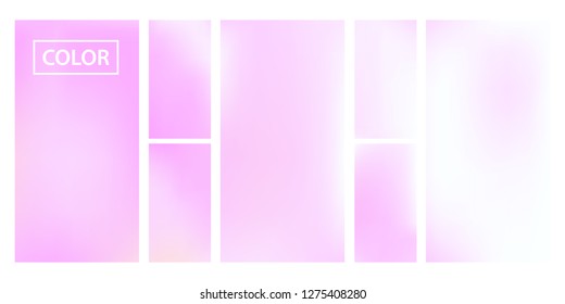 Colorful screen gradient set with modern abstract backgrounds. Beautiful fluid cover for poster, banner, flyer and presentation. Template with screen gradient set for screens and mobile app.Soft color