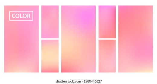 Colorful screen gradient set with modern abstract backgrounds. Beautiful fluid cover for poster, banner, flyer and presentation. Template with screen gradient set for screens and mobile app.Soft color