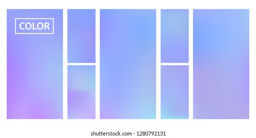 Colorful screen gradient set with modern abstract backgrounds. Beautiful fluid cover for poster, banner, flyer and presentation. Template with screen gradient set for screens and mobile app.Soft color