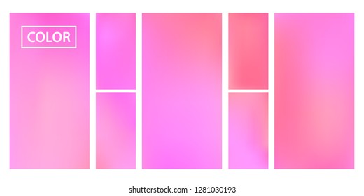 Colorful screen gradient set with modern abstract backgrounds. Beautiful fluid cover for poster, banner, flyer and presentation. Template with screen gradient set for screens and mobile app.Soft color