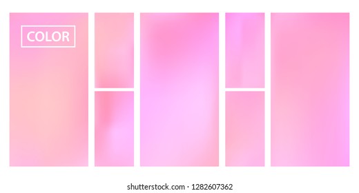 Colorful screen gradient set with modern abstract backgrounds. Beautiful fluid cover for poster, banner, flyer and presentation. Template with screen gradient set for screens and mobile app.Soft color