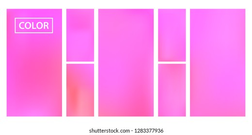 Colorful screen gradient set with modern abstract backgrounds. Beautiful fluid cover for poster, banner, flyer and presentation. Template with screen gradient set for screens and mobile app.Soft color