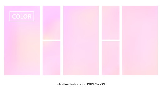 Colorful screen gradient set with modern abstract backgrounds. Beautiful fluid cover for poster, banner, flyer and presentation. Template with screen gradient set for screens and mobile app.Soft color