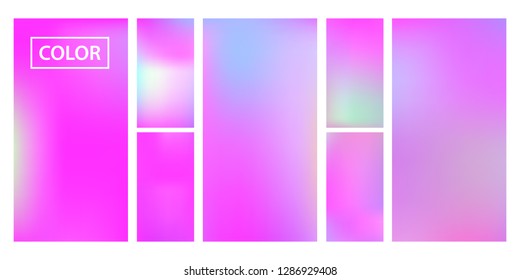 Colorful screen gradient set with modern abstract backgrounds. Beautiful fluid cover for poster, banner, flyer and presentation. Template with screen gradient set for screens and mobile app.Soft color