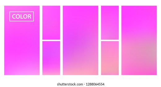 Colorful screen gradient set with modern abstract backgrounds. Beautiful fluid cover for poster, banner, flyer and presentation. Template with screen gradient set for screens and mobile app.Soft color