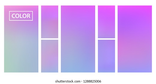 Colorful screen gradient set with modern abstract backgrounds. Beautiful fluid cover for poster, banner, flyer and presentation. Template with screen gradient set for screens and mobile app.Soft color