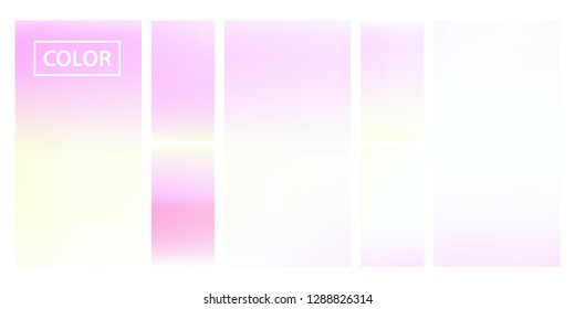 Colorful screen gradient set with modern abstract backgrounds. Beautiful fluid cover for poster, banner, flyer and presentation. Template with screen gradient set for screens and mobile app.Soft color