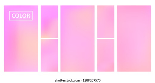 Colorful screen gradient set with modern abstract backgrounds. Beautiful fluid cover for poster, banner, flyer and presentation. Template with screen gradient set for screens and mobile app.Soft color