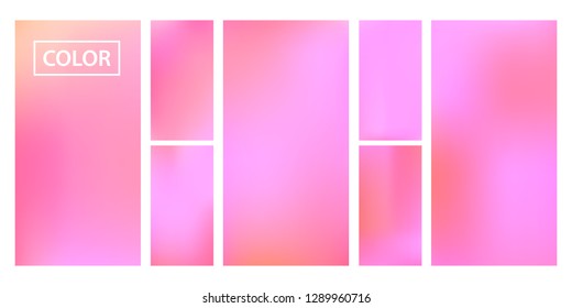 Colorful screen gradient set with modern abstract backgrounds. Beautiful fluid cover for poster, banner, flyer and presentation. Template with screen gradient set for screens and mobile app.Soft color