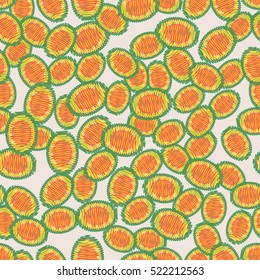 Colorful scribble circle seamless pattern. Vector illustration