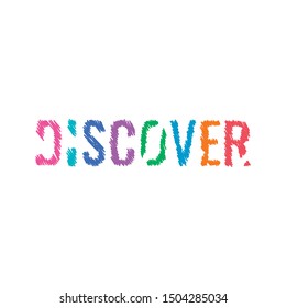colorful scribble discover word. vector illustration