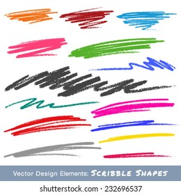 Colorful Scribble Smears Hand Drawn In Pencil, Vector Logo Design Element 