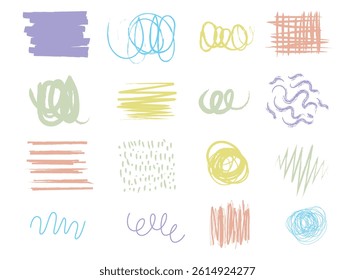 Colorful scribbled design elements, Abstract Hand Drawn Design Elements, Trendy vector illustration