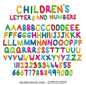 Colorful scribbled letters. Capital letter. Three styles for each letter.